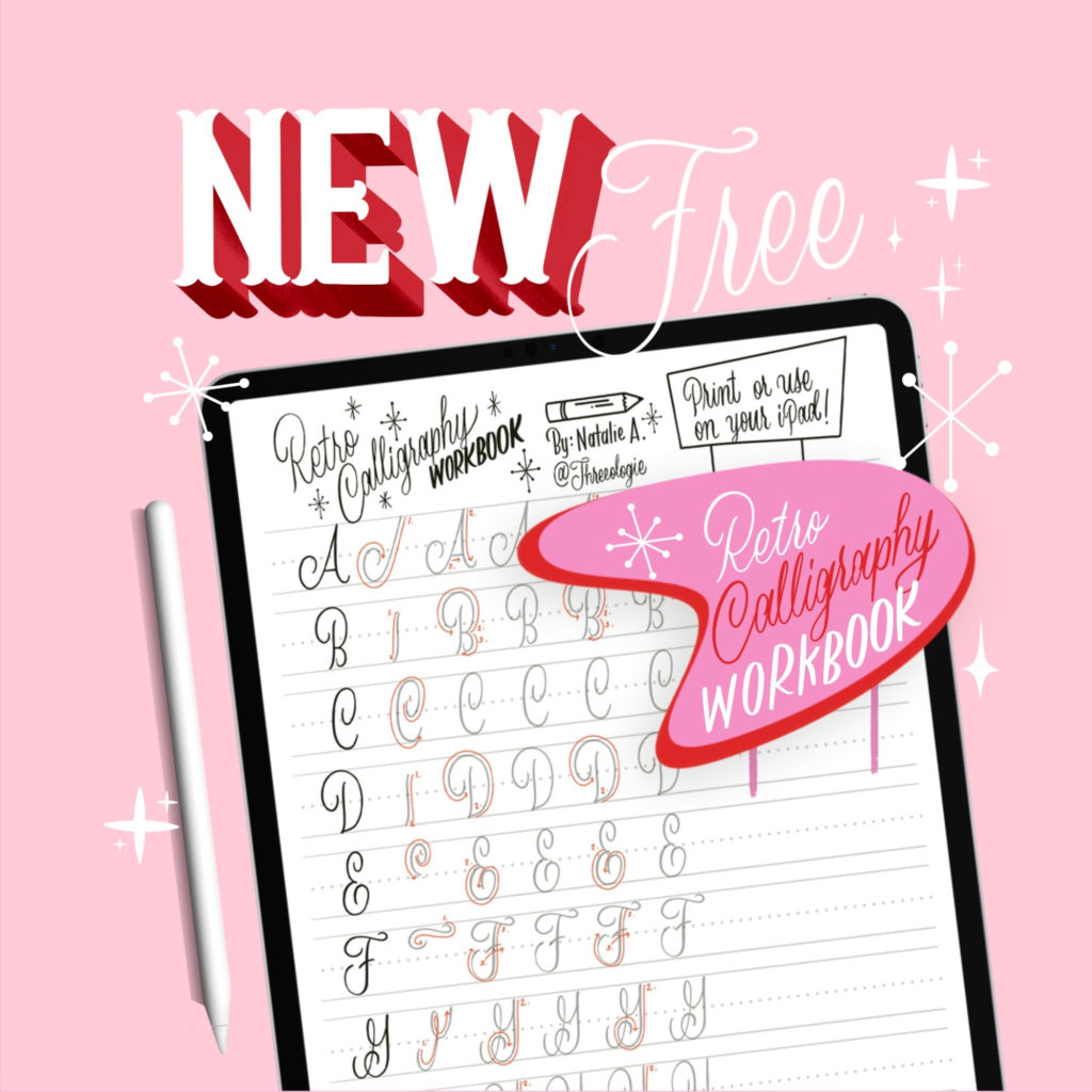 free procreate retro calligraphy worbkook